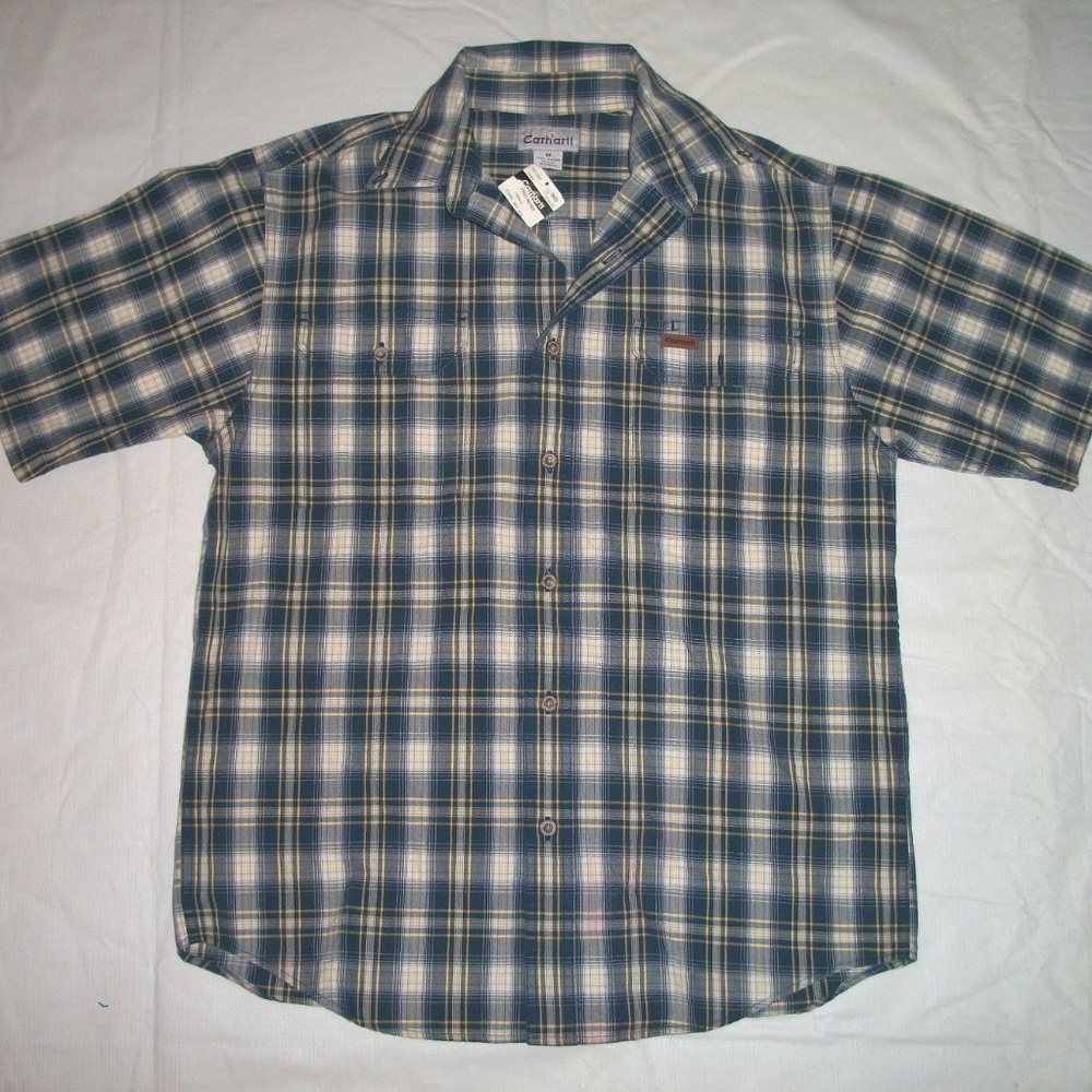 Carhartt Blue Plaid Cotton Short Sleeve Shirt M